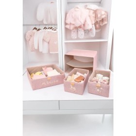 Resim Pembe 3 Bölmeli Çekmeceli Bebek Dolabı, Şık ve Kullanışlı Tasarım 