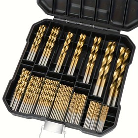Resim 50 Adet Titanyum Kaplamalı Matkap Ucu Seti Yüksek Hız Çeliği 135° Hassas Uçlar | 1/16"-1/2" Çok Boyutlu Kiti | Altıgen Sap Kaymaz Tasarım | Metal/Ahşap/Plastik/Takı Oyma için Uygun | Profesyonel DIY Alet Seti 