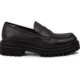Resim Deery Deri Siyah Kadın Loafer Ayakkabı - 01903ZSYHE01 