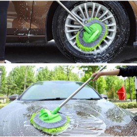 Resim TULPAR KİMYA Araba Yıkama Fırçası Oto Yıkama Mop Mikrofiber Bezli Teleskopik Saplı Oto Mop 