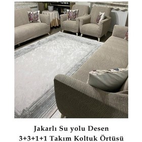 Resim Su Yolu Koltuk Örtüsü, Koltuk Kılıfı, Lastikli 3+3+1+1 Vizon Vizon 