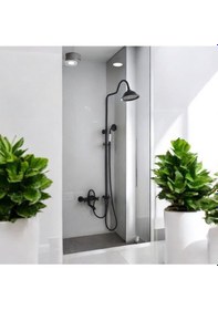 Resim İsaoğlu Yapı Siyah Duş Sistemi Duş Başlığı Batarya Dahil Klasik Tasarım Siyah 