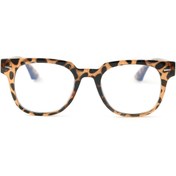 Resim TomyHelf Leopar Desenli Şeffaf Camlı Unisex Bilgisayar Gözlüğü – Kare Çerçeve, Şık Tasarım 