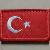 Resim 1 Adet saç tokası ve Döngü Bağlantı Elemanı ile İşlemeli Türk Bayrağı Yaması - Sırt Çantaları, Giysiler, Montlar, Şapkalar, Çantalar, Yelekler, Ceketler için Beyaz ve Kırmızı Taktik Amblem Aplike 