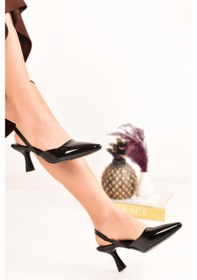 Resim Kadın Klasik Topuklu Ayakkabı Siyah Rugan 