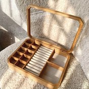 Resim Rustik Meşe Ağaç Mücevher Kutusu, Açık Sekizgen Kapağı, Vintage Tarzı, Parlatılmış Yüzey, Yüzük Tutucu, Küpe & Kolye Depolama, Çok Amaçlı Masa Aksesuarı 