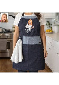 Resim Bk Gift Kişiye Özel Karikatürlü Pamuk Denim Havlu Detaylı Mutfak Önlüğü -6, Aşçı Ve Şef Önlüğü, Ev Hediyesi Kobitmeyencom36600 Bk Gift Renkli 
