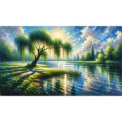 Resim Venspor Doğanın Büyüsü: Sakin Nehir ve Ağaç Manzaralı Arkaplan - 200x150cm Fon Duvar Örtüsü 