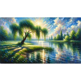 Resim Venspor Doğanın Büyüsü: Sakin Nehir ve Ağaç Manzaralı Arkaplan - 200x150cm Fon Duvar Örtüsü 