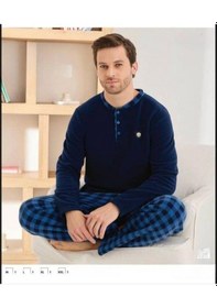 Resim Pijamoni Erkek Düğme Yaka Kışlık Polar Pijama Takımı 6100/10,1 - 1 Adet Lacivert 