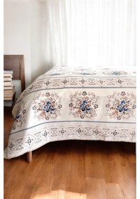 Resim Alla Turca Çift Kişilik Kanaviçe Desenli Pike İndigo 200x240 Cm %100 Pamuk İndigo 