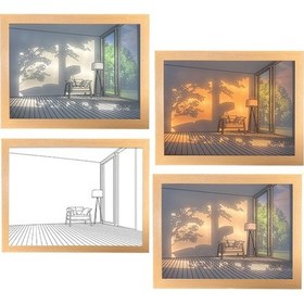 Resim Lemestar Led Işıklı Ahşap Akrilik Kadraj Tablo, Dimmable Dokunmatik Anahtar, Soğuk/natural/sıcak Işık Seçeneği, Küçük Boyut 23 17cm Diğer 