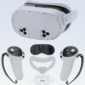 Resim Meta Quest 3S VR Başlığı ve Kontrolör Tutacakları için Silikon Koruyucu Kılıf Aksesuarları, Oculus Quest 3S için Silikon Yüz Kapak & Lens Kapağı - Sadece Ürün Listesi Silikon Kılıf Seti, Quest 3S VR başlık ve kontrolörler dahil değildir 