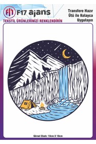 Resim F17 Ajans Ütü Ile Yapışan Tekstil Dtf Baskı Görseli Gece Kamp 