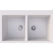 Resim Gradde Beyaz Çıft Goz Granıt Eviye 51 x 82 Gr815 
