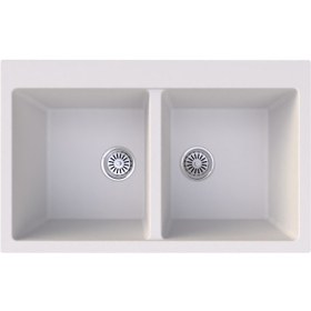 Resim Gradde Beyaz Çıft Goz Granıt Eviye 51 x 82 Gr815 
