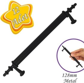 Resim Glaswen 12 Adet Erciyes kulp Siyah 128 mm Kulp Mobilya Mutfak Dolabı Çekmece Dolap Kapak Kulpu Kulbu Metal Kulpları 