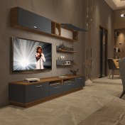 Resim Decoraktiv Trendstyle 5220 Mdf Tv Ünitesi Tv Sehpası Ceviz Antrasit 