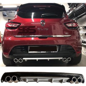 Resim Renault Clio 4 Difüzör Arka Tampon Eki 4 Egzoz Çıkışlı Gri Lüx Tip 