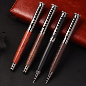 Resim Metaldan ve Ahşaptan Yapılmış İmzalı Tükenmez Kalem, Okul Kullanımı ve Tatil Hediyeleri İçin Uygun Ofis Malzemesi 