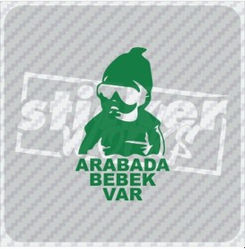 Resim Arabada Bebek Var Sticker Koyu Yeşil 