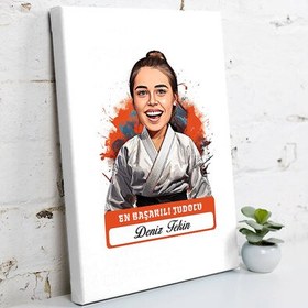 Resim Karikatürlü En Başarılı Kadın Judocu Kanvas Tablo 