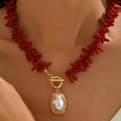 Resim 1 adet Bohemian Barok Faux İnci Kolye ile Kırmızı Kordon - Zarif Vintage Tarzı Kadın Takı Hediye Seti, Günlük Kullanım veya Partiler için Mükemmel, Bohem Takı 
