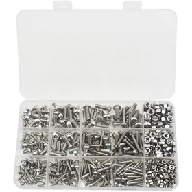 Resim Hangfox 304 Paslanmaz Çelik M3-m4-m5 Yuvarlak Başlı Vida, Cıvata Ve Somun Seti 500 Adet - Disk Başlı İç İçbükey Vida Kutulu Paket 