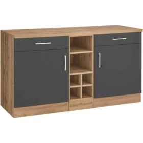 Resim Katya Mutfak Alt Modül 130 Cm Antrasit-tezgah Dahil Antrasit - Atlantik Çam 