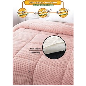 Resim Ultra Yumuşak Çift Taraflı Wellsoft Peluş Yorgan Çift Kişilik Yıkanabilir 200x220 Cm Pudra Pudra 