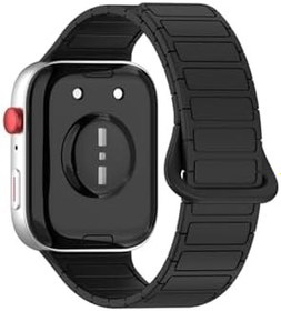 Resim bbtech Huawei Watch Fit 3 / Fit 4 / Fit 4 Pro Uyum Manyetik Silikon Bakla Desen Kordon Ayarlanabilir Kayış;Siyah 