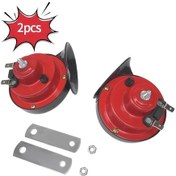Resim Chuangyinshop 2025 Yeni Abs Metal Mat Yüzey Dayanıklı Elektrikli Salyangoz Çift Kornası Red And Black Snail Style Horn 2pcs 