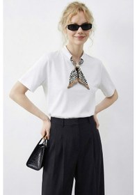 Resim Shade Kadın Tokalı Fular Detaylı Basic T-shirt 7601 60283978 - Beyaz 