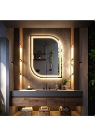 Resim Curva Günışığı Kumlamalı Lavabo & Banyo Aynası Dokunmatik Sensörlü 70 X 45 