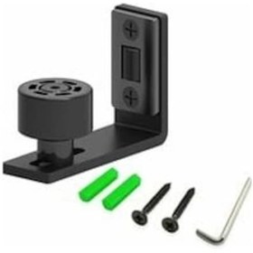 Resim Ayarlanabilir Tekerlekli Ahır Kapısı Alt Zemin Kılavuzu, Duvara Monte Ahır Kapısı Alt Zemin Kılavuzu, Düz Tabanlı, Tüm Kapı Boyutlarına Uygun Siyah 