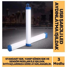 Resim 60000 Saat Ömür Mıknatıslı 120 Sensör Algılama Usb Şarjlı Led Aydınlatma Işıldak 3 Farklı Işık Modu 