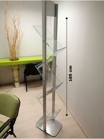 Resim Özfiliz Mağaza Ekipmanları Alüminyum Pleksi Broşür Taşıyıcı Broşürlük, 4 Katlı ve 5 Katlı Broşürlük Reklam Tanıtım Stand Afiş 
