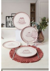 Resim Keramika Pink Cake Nordic Pasta Tabağı 22 Cm 4 Adet 22965-66 Çok Renkli 