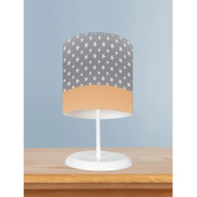 Resim Mekta Home Bebek ve Çocuk Odası Sarı Gri Bulutlu Yıldız Desenli Abajur 