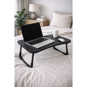 Resim Hodbehod Yatak Koltuk Üstü Laptop Tablet Sehpası Katlanır Siyah Ayaklı Çalışma Kahvaltı Masası 