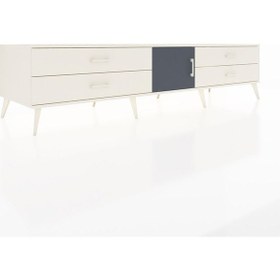 Resim Kronos Tv Ünitesi Tek Raflı 4 Çekmeceli Tek Kapaklı 220x59x51 Aytaşı-antrasit/aytaşı Antrasıt/aytası - Aytası 