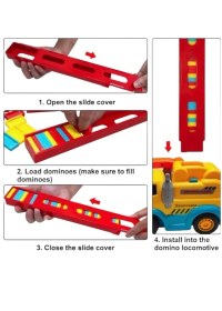 Resim Domino Taşı Dizen Pilli Tren - Renkli Domino Taşları Dizen Tren 