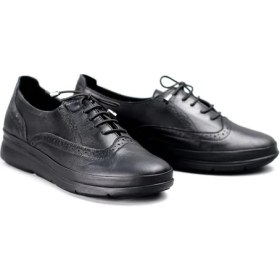 Resim Beety 22BK53.45045 Hakiki Deri Siyah Ortopedik Oxford Kadın Iş Ayakkabısı 