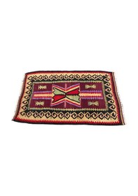 Resim El Dokuma Dekoratif Kök Boya Kilim 78x117 Renkli %100 Yün Küçük Kilim 