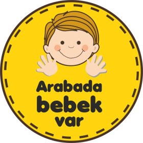 Resim Reysa Tasarım Arabada Bebek Var Sticker 4 10X10 Cmrenkli Sticker 