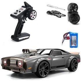 Resim 1:14 Elektrikli 50 Km Hız 4wd 2.4ghz Rc Uzaktan Kumandalı Drift Drag Araba Yedek Lastikli Led Işıklı Gri 