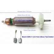 Resim Bosch Uyumlu Tipi GWS 7-115 Endüvi Rotor Kollektör ve Kömürü 