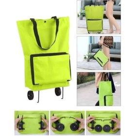 Resim Katlanabilir Tekerlekli Çantalı Çarşı Pazar Arabası Alışveriş Çantası Piknik Çantası Td 