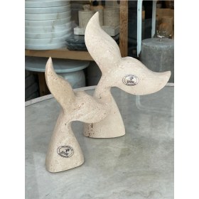 Resim Bej Traverten Doğal Taş Balina Kuyruğu Obje 