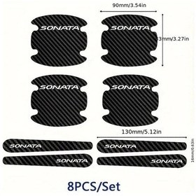 Resim Dashanshop 8 Adet Karbon Fiber Pvc Kapı Tutacak Koruyucu Hyundai Sonata Ve Diğer Araçlar İçin 